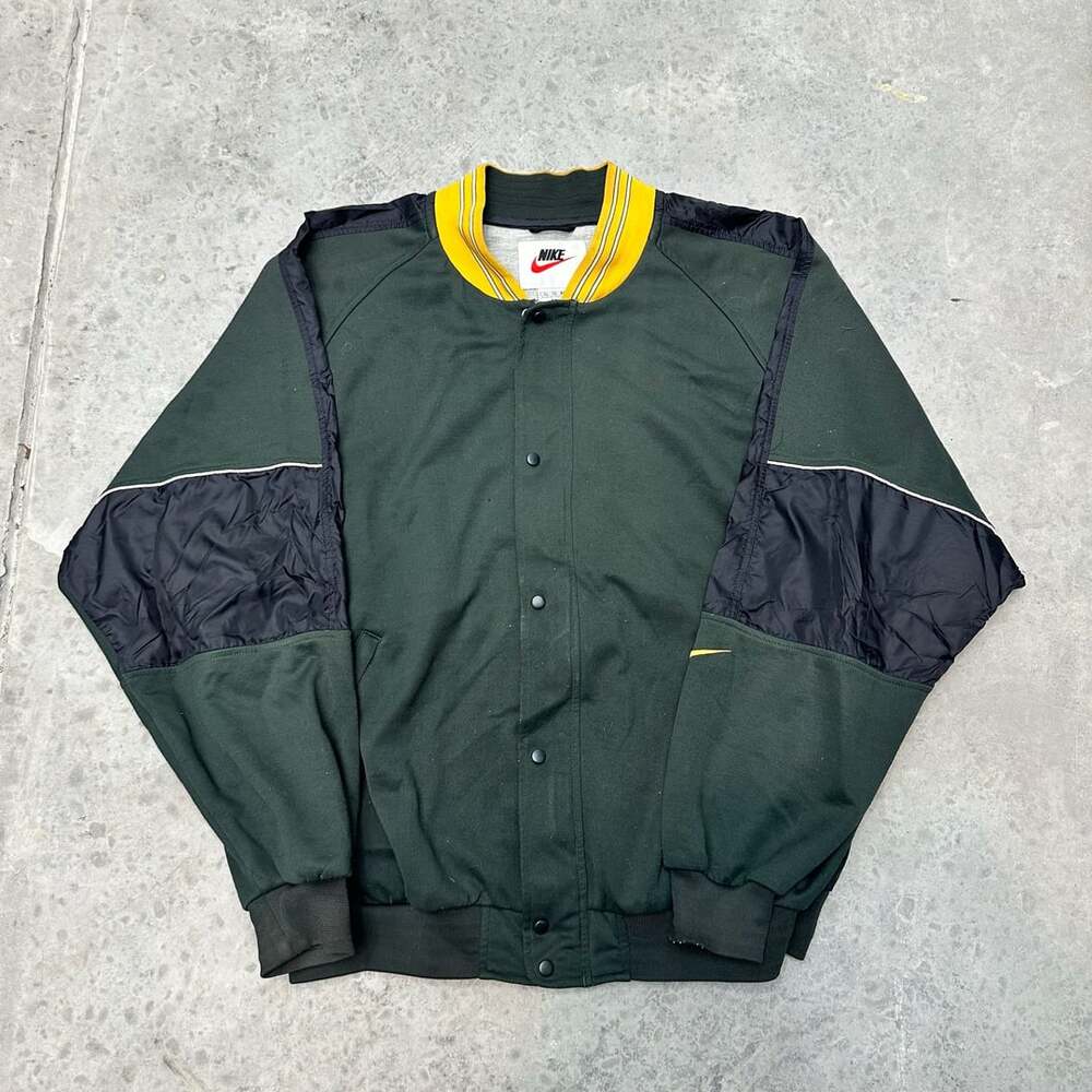 Vintage 90s Nike Button Full Zip Green Jacket - XL